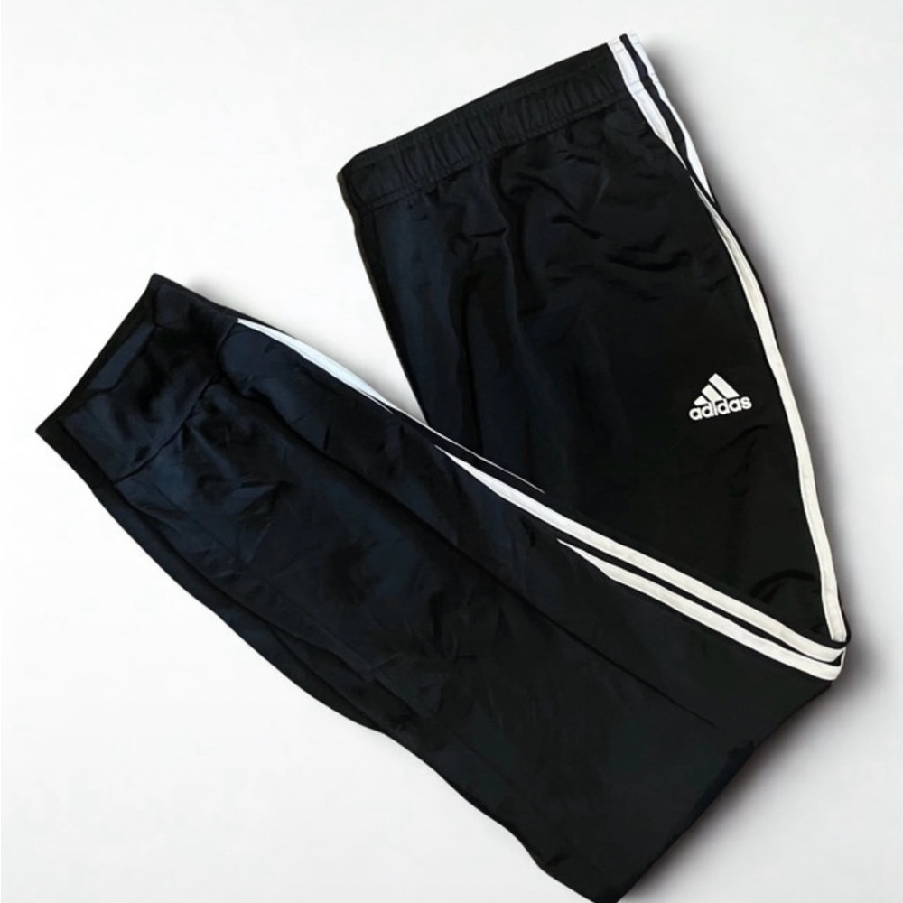 Adidas Black Three-Stripe joggers - 2XL